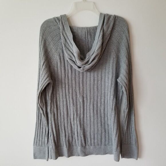 Gitano Gray Hooded Knit Sweater with Kangaroo Pocket Size Medium Lighter Weight - Picture 10 of 16